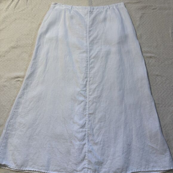 Autograph New York Women’s White Linen Button Front Skirt Size 12 100% Linen - Picture 5 of 12